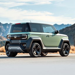 A futuristic Honda Element for 2026, showcasing a bold and innovative design with a boxy yet aerodynamic shape