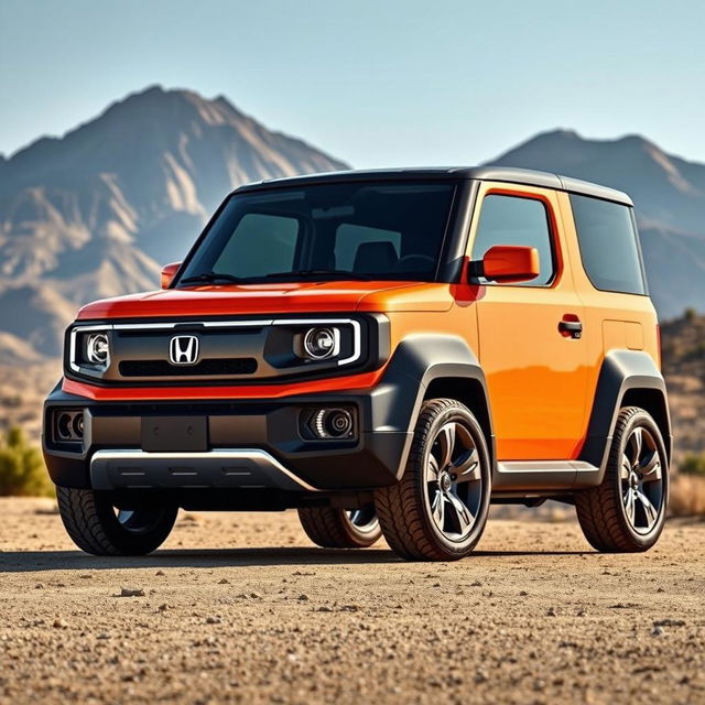 A futuristic Honda Element for 2026, showcasing a bold and innovative design with a boxy yet aerodynamic shape