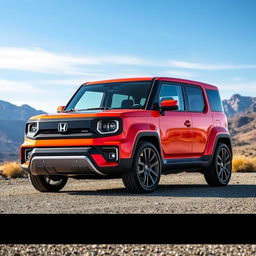A futuristic Honda Element for 2026, showcasing a bold and innovative design with a boxy yet aerodynamic shape