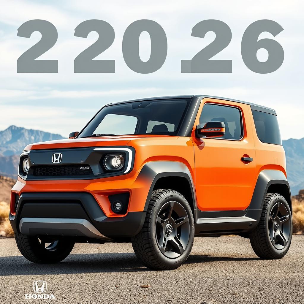 A futuristic Honda Element for 2026, showcasing a bold and innovative design with a boxy yet aerodynamic shape