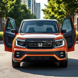 A futuristic 2026 Honda Element with a stylish 4-door design, showcasing its signature boxy silhouette enhanced with modern features