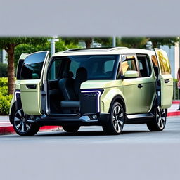 A futuristic 2026 Honda Element with a stylish 4-door design, showcasing its signature boxy silhouette enhanced with modern features