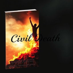 A poetry book cover titled 'Civil Death', conveying the narrative of individuals isolated from society by intelligence services and denied their right to live