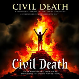 A poetry book cover titled 'Civil Death', conveying the narrative of individuals isolated from society by intelligence services and denied their right to live