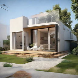 Create a comprehensive visualization of a house spanning 79 square meters in area.