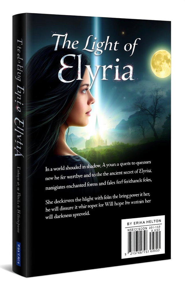 A captivating book cover design for a novel titled 'The Light of Elyria'