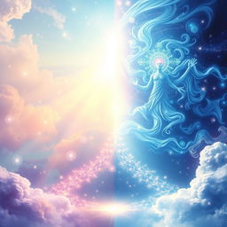 A mystical representation of spiritual parallel dimensions, showcasing ethereal realms each with its own unique atmosphere