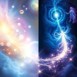 A mystical representation of spiritual parallel dimensions, showcasing ethereal realms each with its own unique atmosphere