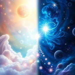 A mystical representation of spiritual parallel dimensions, showcasing ethereal realms each with its own unique atmosphere