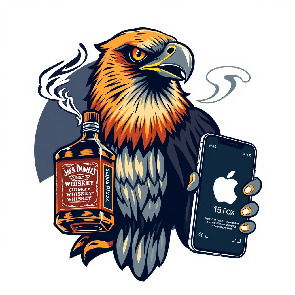 A logo design featuring a fierce smoking hawk