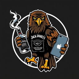 A logo design featuring a fierce smoking hawk