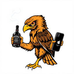 A logo design featuring a fierce smoking hawk