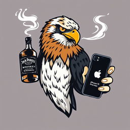 A logo design featuring a fierce smoking hawk