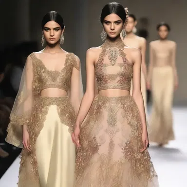 The designer aimed to aggrandise the outfit by incorporating luxurious fabrics and elaborate embellishments.
