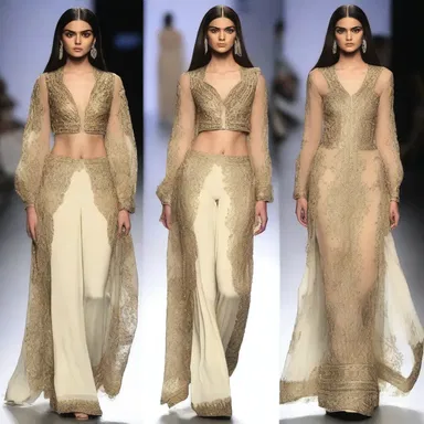The designer aimed to aggrandise the outfit by incorporating luxurious fabrics and elaborate embellishments.