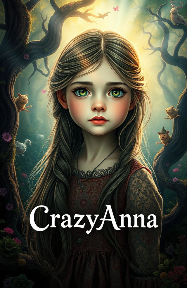 A young girl with an expressive face, growing up in a mysterious and magical environment