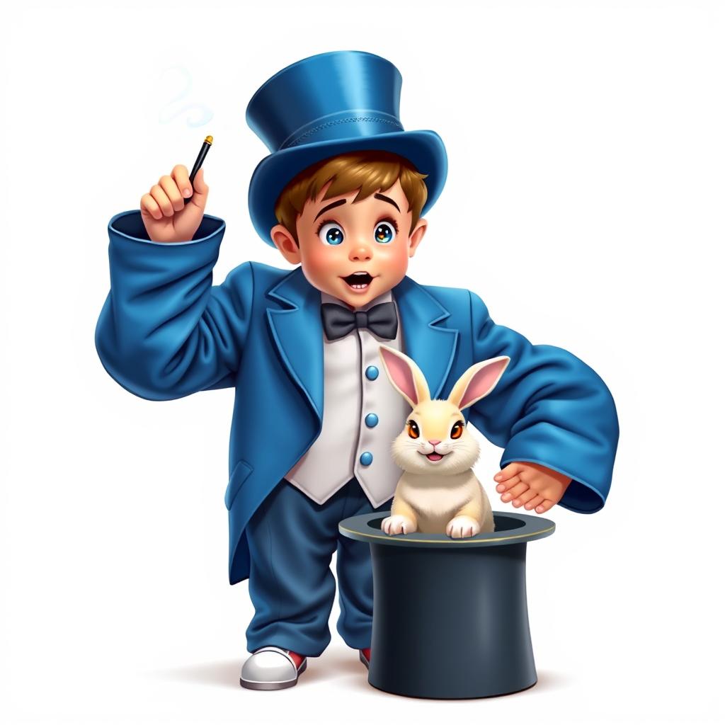 A comedic and cute poster with a white background, featuring a realistic character