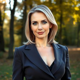 A beautiful Russian woman aged 40-45, embodying elegance and sophistication