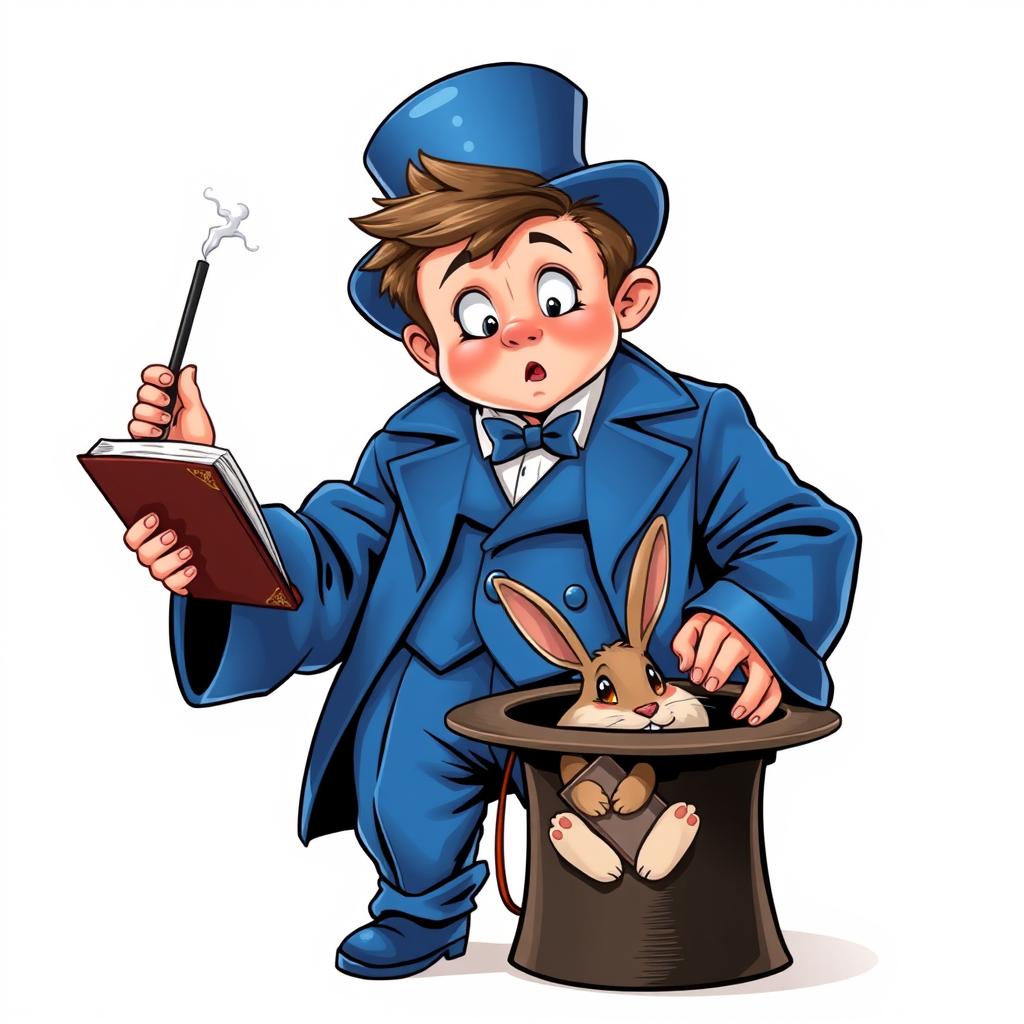 A whimsical and cute comic poster with a white background featuring a very realistic character