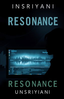 A dark and atmospheric book cover design for the thriller, crime, and sci-fi novel "Resonance" by Unsriyani