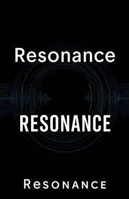 A dark and minimalist book cover design for a thriller, crime, and sci-fi novel titled 'Resonance'