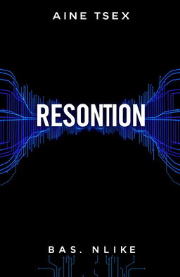A simple yet dark book cover design for a thriller, crime, and sci-fi novel, featuring a stylized representation of resonance or sound waves as the central theme