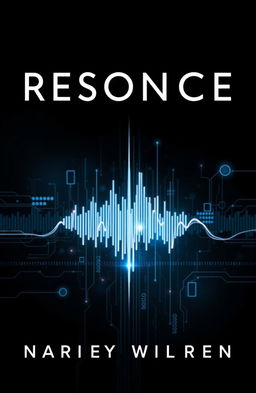 A dark and mysterious novel cover design featuring a striking resonance or sound wave graphic that takes center stage