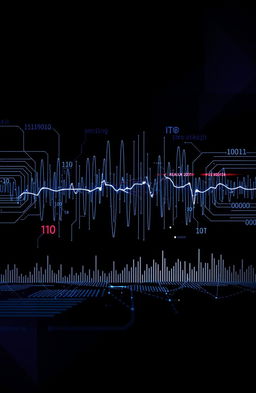 A dark and mysterious novel cover design featuring a striking resonance or sound wave graphic that takes center stage