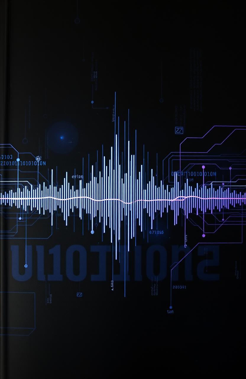 A dark and mysterious novel cover design featuring a striking resonance or sound wave graphic that takes center stage