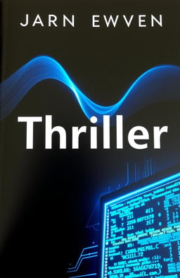 A gripping thriller science fiction novel cover featuring a dark, ominous background with deep blues and blacks