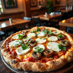 A delicious paneer and mushroom pizza, topped with generous slices of soft and creamy paneer cheese and fresh mushrooms