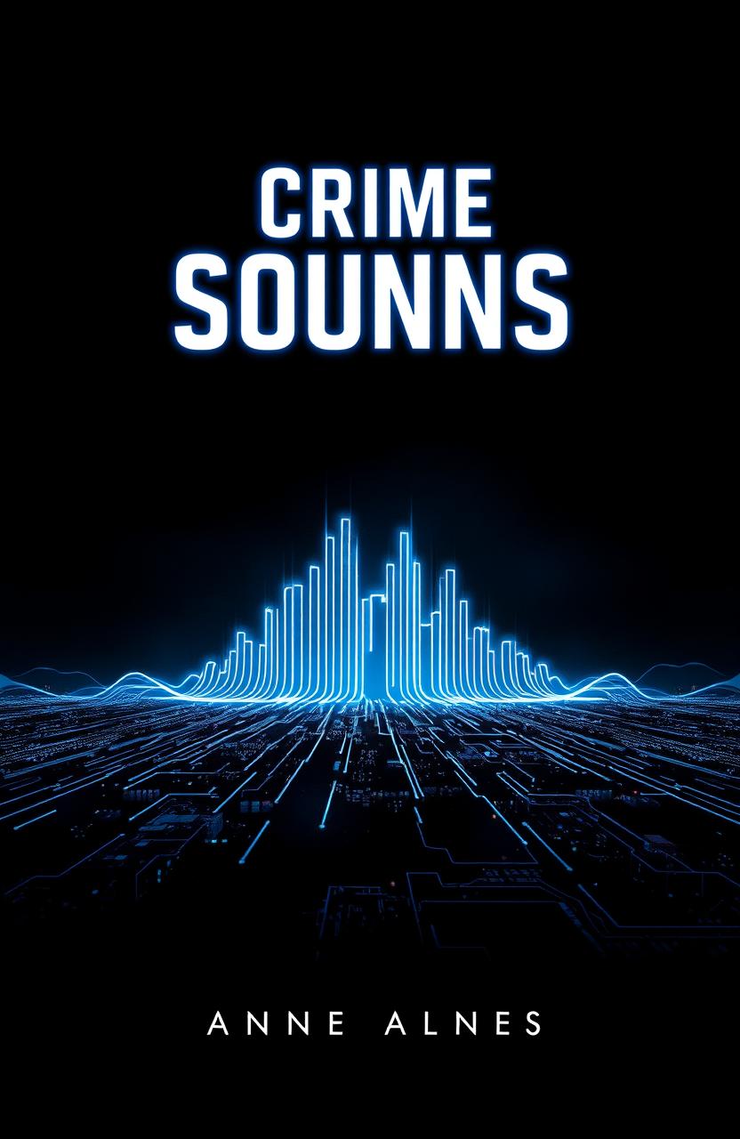 A dark and moody book cover design featuring a stylized representation of sound waves resonating through a cybernetic landscape
