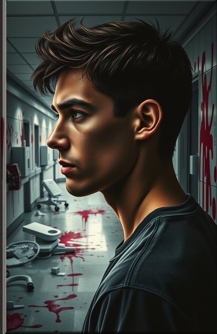 A grey cover featuring the profile of a young man in his 20s, with a focused expression