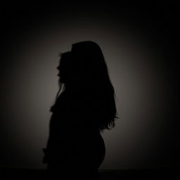 A silhouette of a teenage girl standing in profile, looking to the left