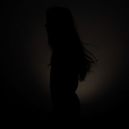A silhouette of a teenage girl standing in profile, looking to the left