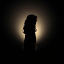 A silhouette of a teenage girl standing in profile, looking to the left