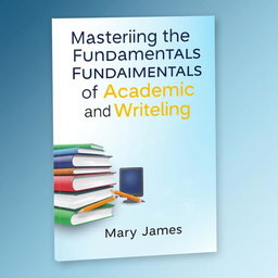 An educational book cover design featuring the title 'Mastering the Fundamentals of Academic Writing and Citation' by Mary James