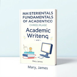 An educational book cover design featuring the title 'Mastering the Fundamentals of Academic Writing and Citation' by Mary James