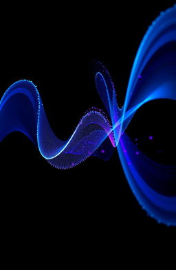 A dark and captivating book cover design featuring a stunning representation of resonance or sound waves visually depicted in vibrant blue and purple hues