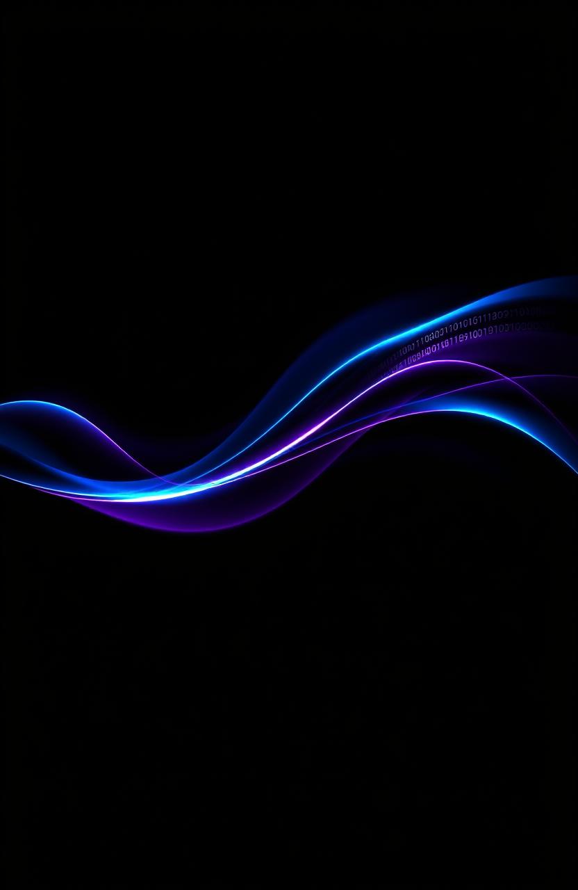 A stunning and simple yet dark novel cover design featuring abstract sound waves flowing smoothly across the canvas
