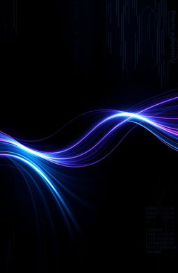 A stunning and simple yet dark novel cover design featuring abstract sound waves flowing smoothly across the canvas