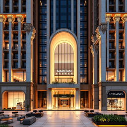 A striking residential and commercial high-rise building with 20 floors and a dynamic, lavish design