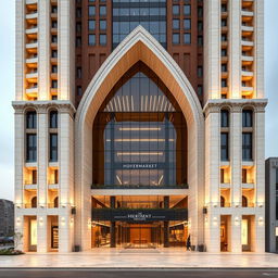 A striking residential and commercial high-rise building with 20 floors and a dynamic, lavish design