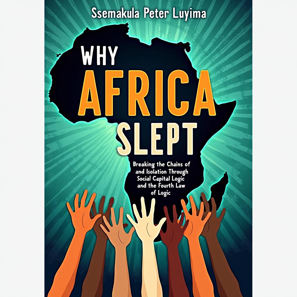 An engaging book cover design for "Why Africa Slept: Breaking the Chains of Apathy and Isolation Through Social Capital Logic and the Fourth Law of Logic" by Ssemakula Peter Luyima