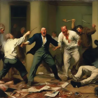 The painting depicted an aggravator in a chaotic scene, showcasing the annoyance it caused to those around it.