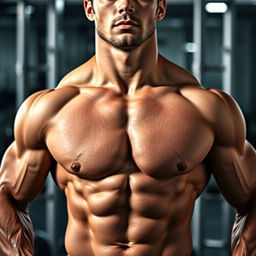 A highly defined male torso with well-sculpted abs, showcasing a fit physique