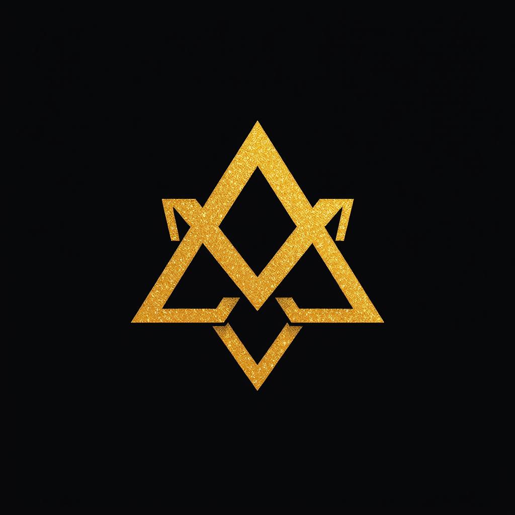 A stylish and elegant logo design featuring a combination of matte black and glittery gold colors