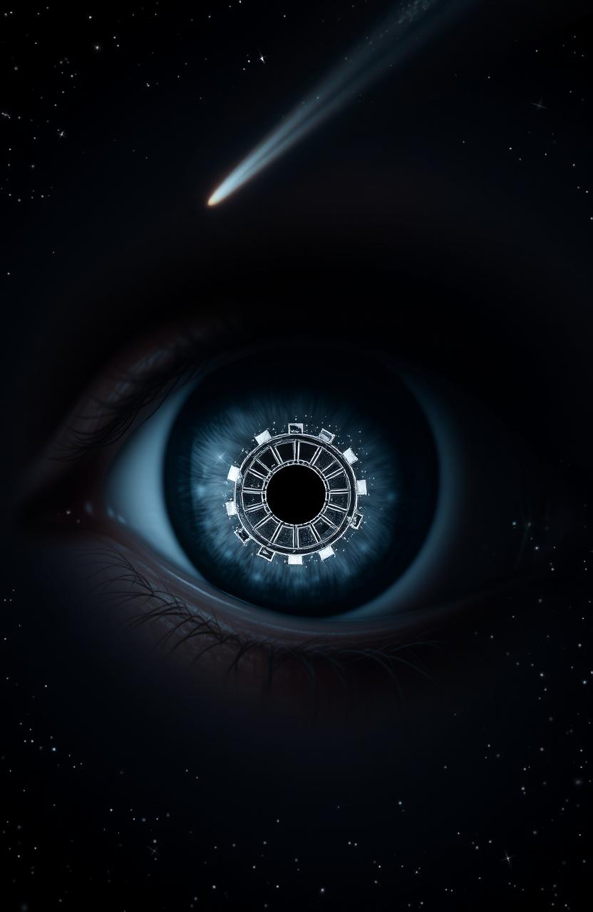 A captivating and surreal scene set against a dark space background filled with distant stars