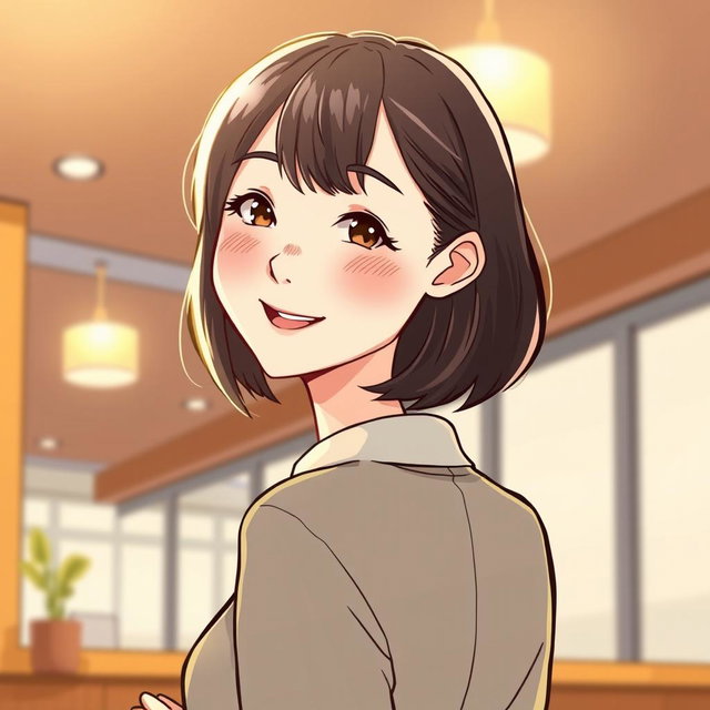 An illustration in webtoon or comic style featuring a woman from the waist up in a warm atmosphere