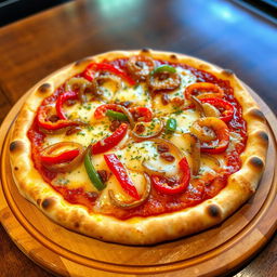 A flavorful onion and capsicum pizza featuring a perfectly baked golden-brown crust that is both crispy and fluffy